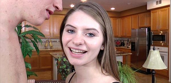  Alice March innocently opens mouth wide for cum deposit